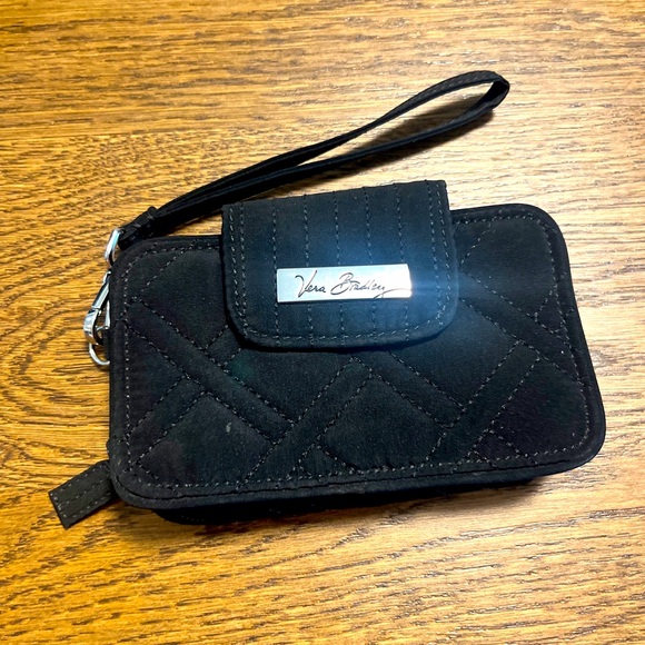Vera Bradley Accessories - Vera Bradley black quilted zip around Small Clutch Wallet Cardholder wrist strap